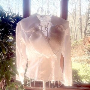 Italian White Cotton Shirt with Dramatic Collar